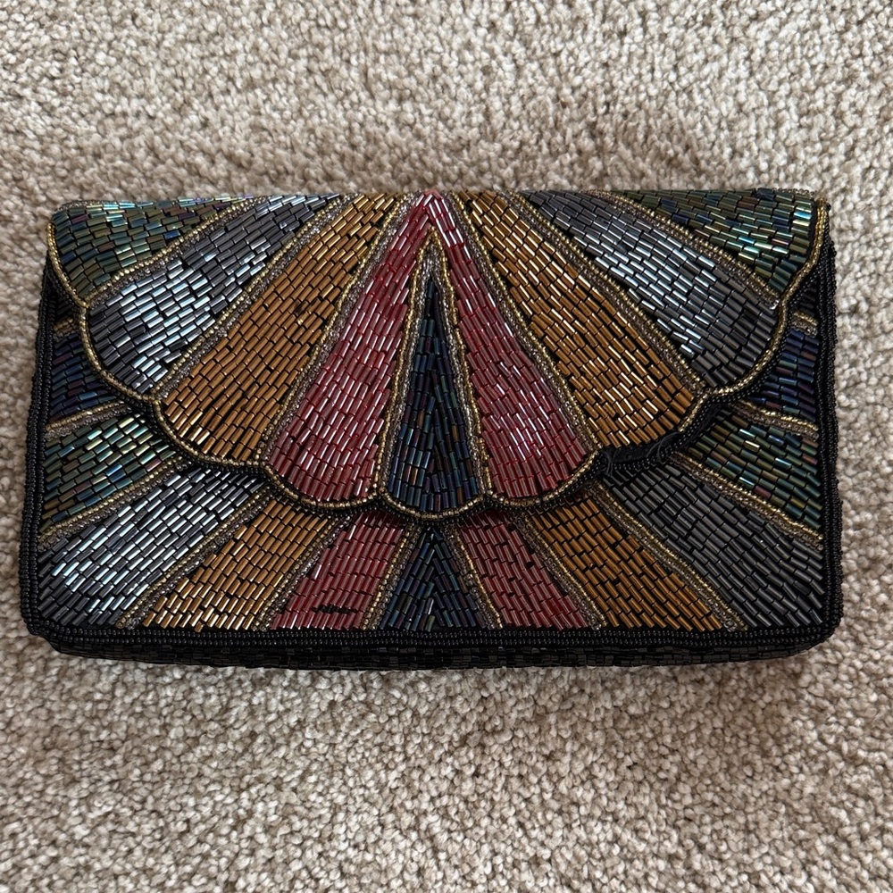 Walborg Black and Gold Beaded Clutch